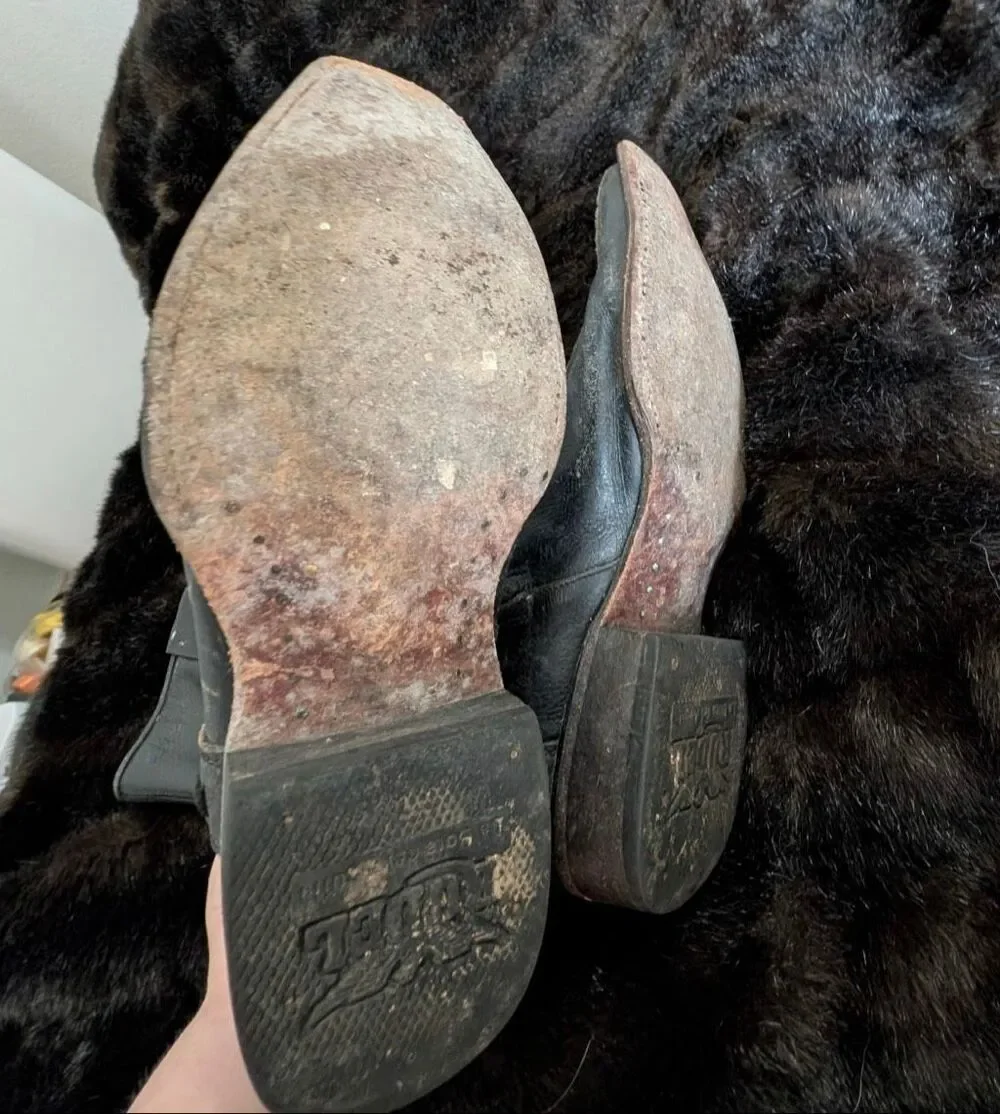 RUDEL THE NAVARRO BLACK FAUX SHARK COWBOY WESTERN BOOTS 7 EE